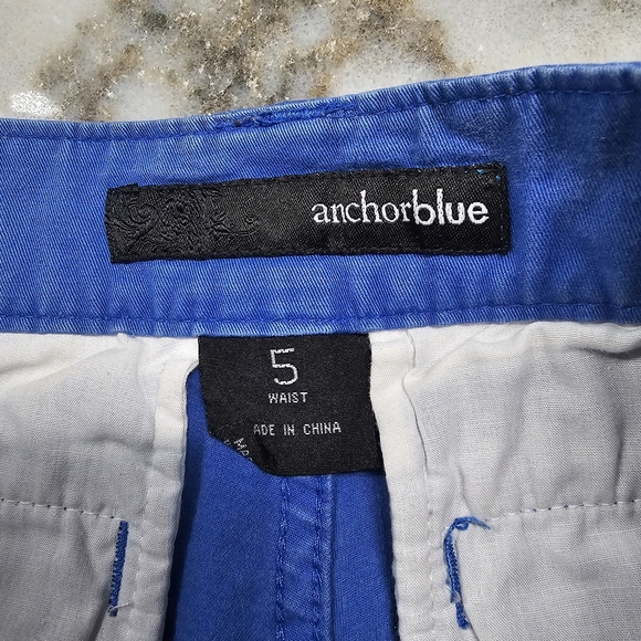 Anchor Blue Vintage y2k Blue Chino Micro Shorts Size 5 Super Low Rise - Picture 3 of 7